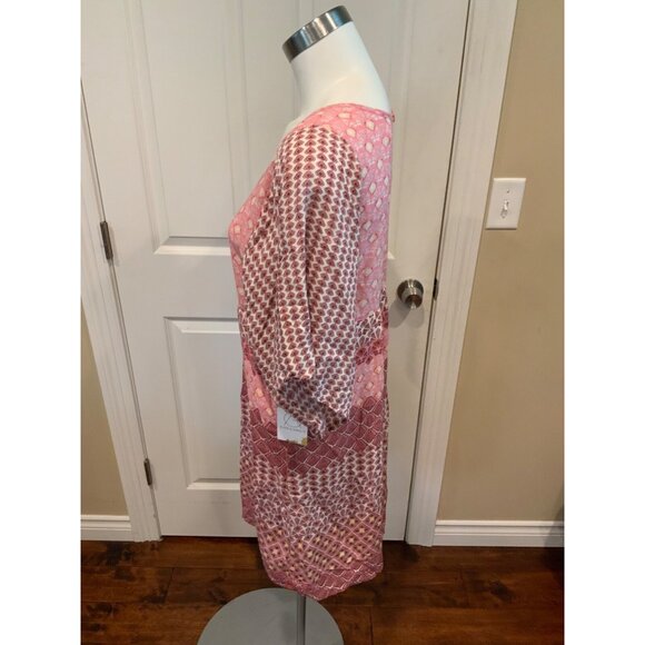 Prana Pink Patterned Shift Dress W/Short Sleeves, Size Small - Picture 5 of 8